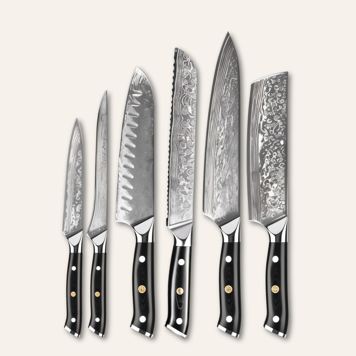 Obsidian Damascus Steel Knives